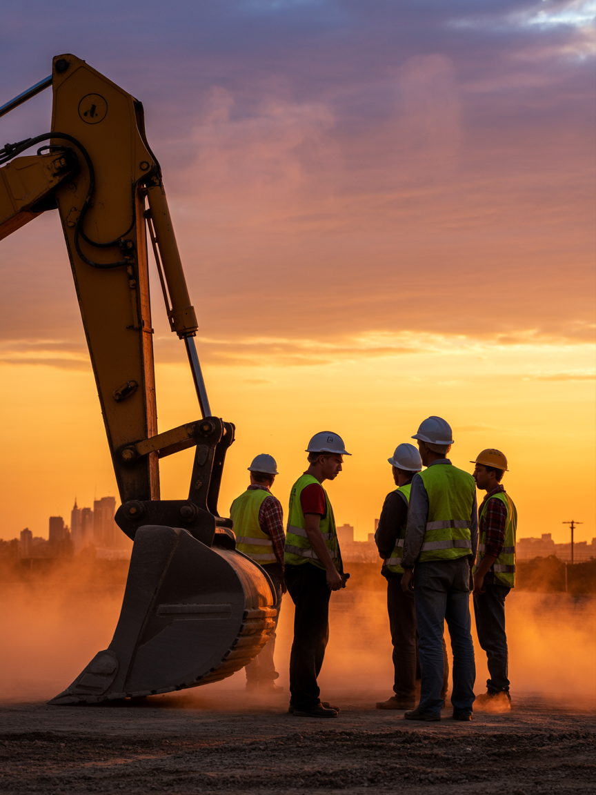 Construction crane at sunset